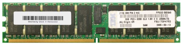 73P4793 IBM 2GB DDR2-400MHz PC2-3200 ECC Registered CL3 240-Pin DIMM 1.8V Single Rank Memory Module