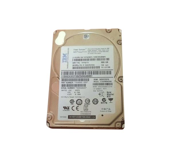 74Y9272 IBM 900GB 10000RPM SAS 6GB/s 2.5-inch SFF Hot Swapable Hard Drive with Tray