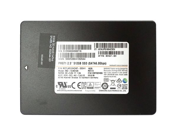 822544-001 HP 512GB SATA 6Gb/s 2.5-inch Solid State Drive