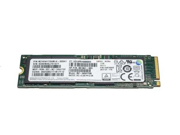 861961-003 HP Samsung 1TB PCI Express 3.0 x4 (NVMe) M.2 2280 Solid State Drive