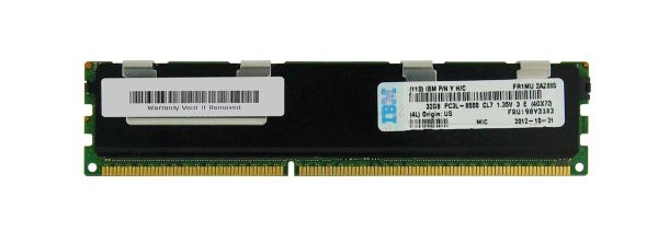 90Y3103 IBM 32GB DDR3-1066MHz PC3-8500 ECC Registered CL7 240-Pin DIMM 1.35V Low Voltage Quad Rank Very Low Profile (VLP) Memory Module