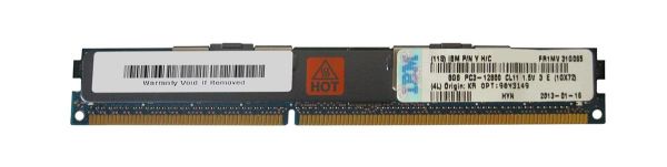 90Y3149 IBM 8GB DDR3-1600MHz PC3-12800 ECC Registered CL11 240-Pin DIMM 1.35V Low Voltage Dual Rank Memory Module