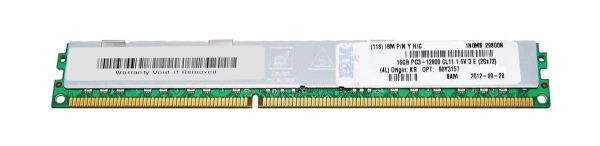 90Y3157 IBM 16GB DDR3-1600MHz PC3-12800 ECC Registered CL11 240-Pin DIMM 1.35V Low Voltage Dual Rank Memory Module