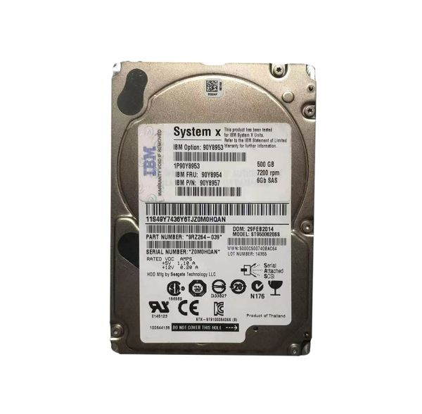 90Y8954 IBM 500GB 7200RPM SAS 6GB/s 2.5-inch SFF G2 Hot Swapable Hard Drive with Tray