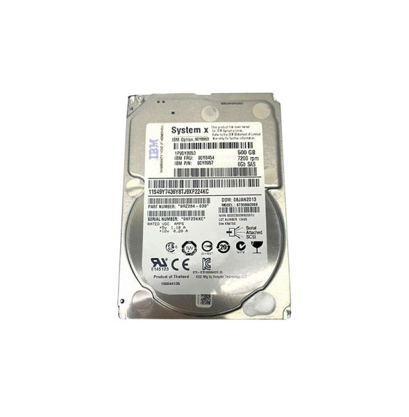 90Y8957 IBM 500GB 7200RPM SAS 6GB/s 2.5-inch SFF G2 Hot Swapable Hard Drive with Tray