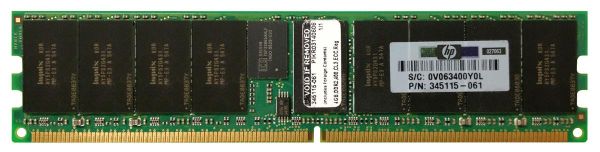 345115-061 HP 4GB DDR2-400MHz PC2-3200 ECC Registered CL3 240-Pin DIMM 1.8V Dual Rank Memory Module
