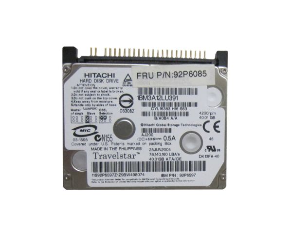 92P6085 IBM 40GB 4200RPM IDE 1.8-inch Laptop Hard Drive