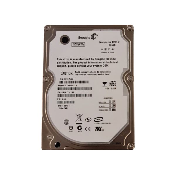 9AH417-196 Seagate Momentus 4200.2 40GB 4200RPM ATA-100 8MB Cache 2.5-inch Hard Drive