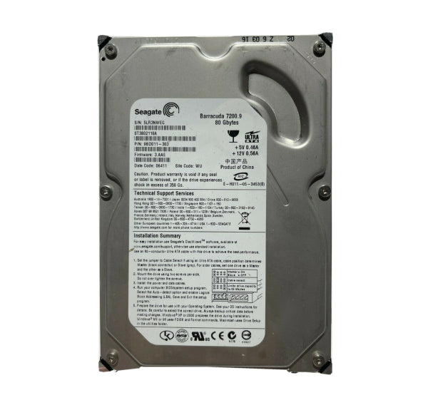 9BD011-303 Seagate BarraCuda 7200.9 80GB 7200RPM ATA-100 2MB Cache 3.5-inch Hard Drive