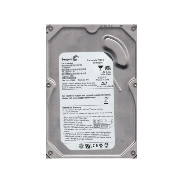 9BD011-304 Seagate BarraCuda 80GB 7200RPM ATA-100 2MB Cache 3.5-inch Hard Drive