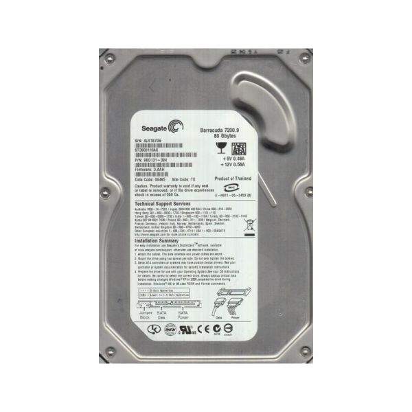 9BD131-304 Seagate BarraCuda 7200.9 80GB 7200RPM SATA 3Gb/s 8MB Cache 3.5-inch Hard Drive