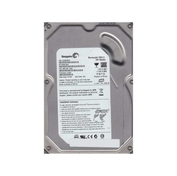 9BD132-520 Seagate BarraCuda 7200.9 160GB 7200RPM SATA 3Gb/s 8MB Cache 3.5-inch Hard Drive