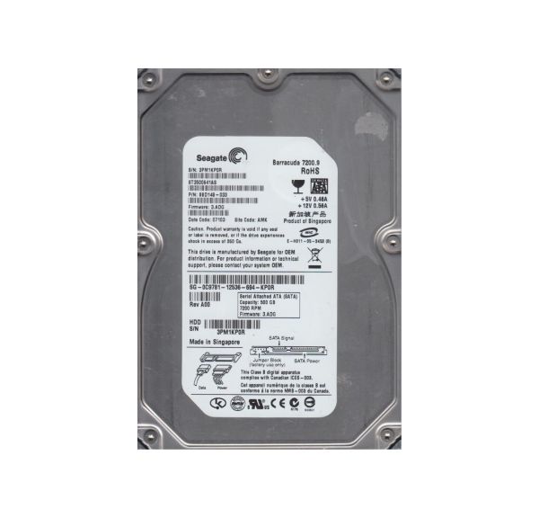 9BD148-033 Seagate BarraCuda 7200.9 500GB 7200RPM SATA 3Gb/s 16MB Cache 3.5-inch Hard Drive