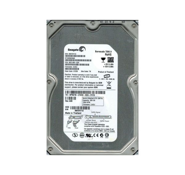 9BD14M-034 Seagate BarraCuda 7200.9 320GB 7200RPM SATA 3Gb/s 16MB Cache 3.5-inch Hard Drive