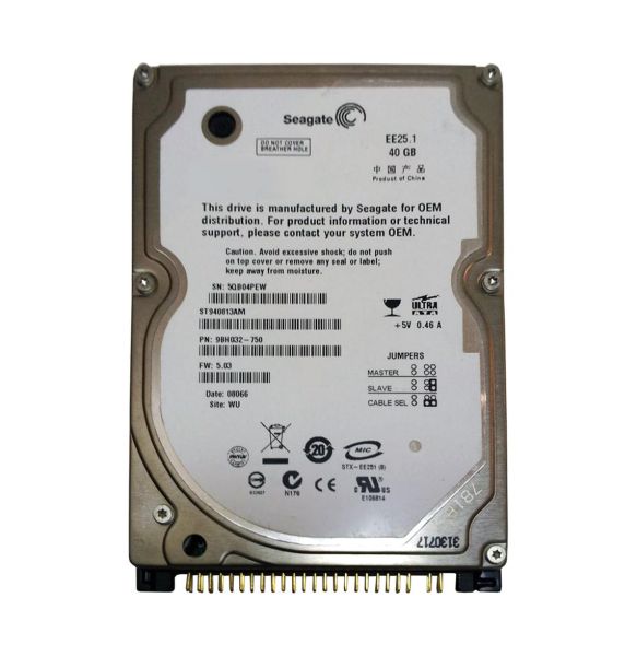 9BH032-750 Seagate EE25 Series 40GB 5400RPM ATA-100 8MB Cache 2.5-inch Hard Drive