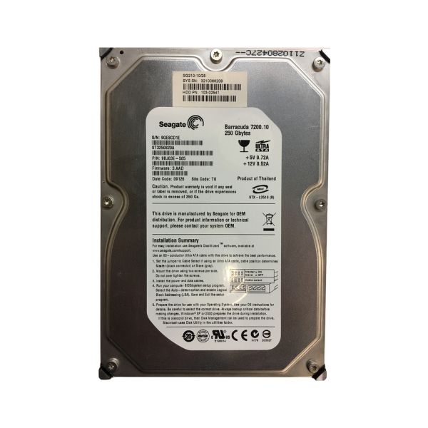 9BJ03E-505 Seagate BarraCuda 7200.1 250GB 7200RPM ATA-100 8MB Cache 3.5-inch Hard Drive