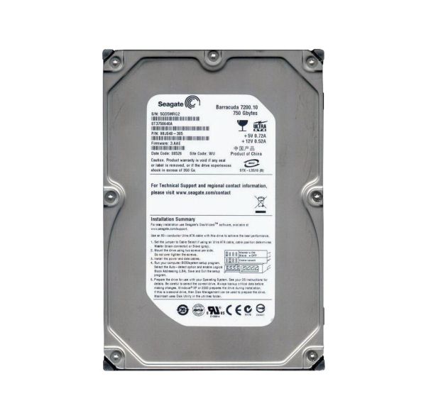 9BJ048-305 Seagate BarraCuda 7200.1 750GB 7200RPM ATA-100 16MB Cache 3.5-inch Hard Drive