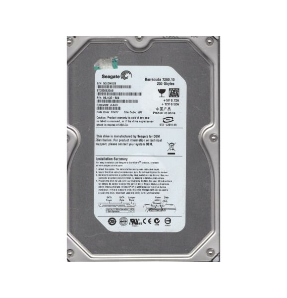 9BJ13E-506 Seagate BarraCuda 7200.1 250GB 7200RPM SATA 3Gb/s 8MB Cache 3.5-inch Hard Drive