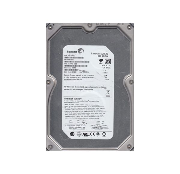 9BJ146-308 Seagate BarraCuda 7200.1 500GB 7200RPM SATA 3Gb/s 16MB Cache 3.5-inch Hard Drive