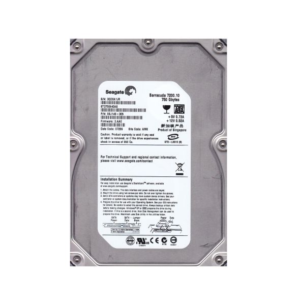 9BJ148-305 Seagate BarraCuda 7200.1 750GB 7200RPM SATA 3Gb/s 16MB Cache 3.5-inch Hard Drive
