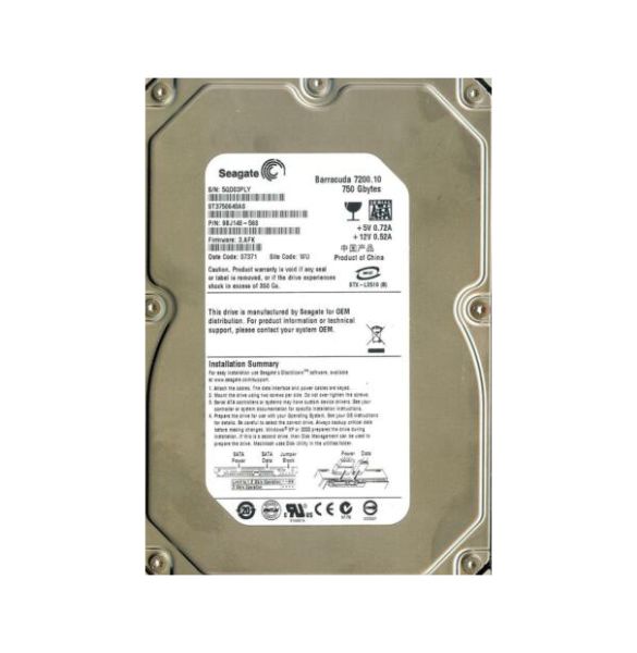 9BJ148-568 Seagate BarraCuda 7200.1 750GB 7200RPM SATA 3.5-inch Hard Drive