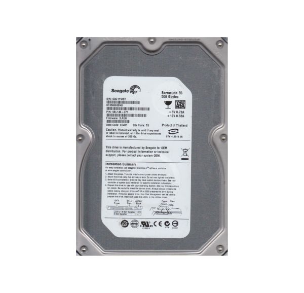 9BL146-371 Seagate BarraCuda ES 500GB 7200RPM SATA 3Gb/s 16MB Cache 3.5-inch Hard Drive