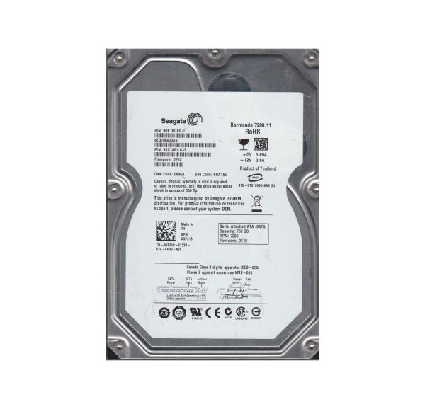 9BX146-033 Seagate BarraCuda 7200.11 750GB 7200RPM SATA 3Gb/s 16MB Cache 3.5-inch Hard Drive