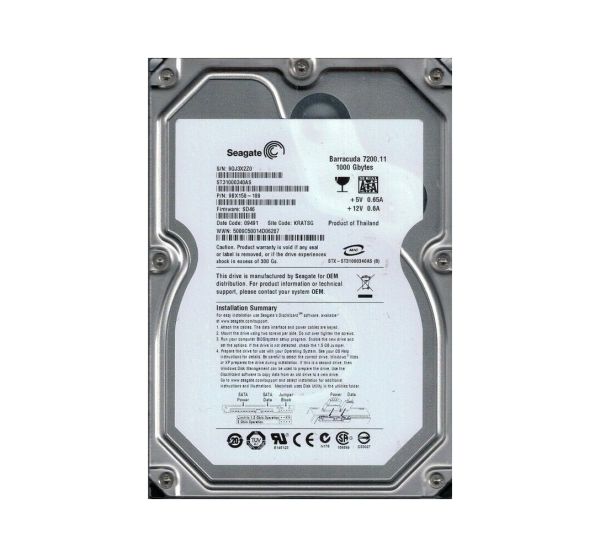 9BX158-189 Seagate 1TB 7200RPM SATA 3Gb/s 3.5-inch Hard Drive