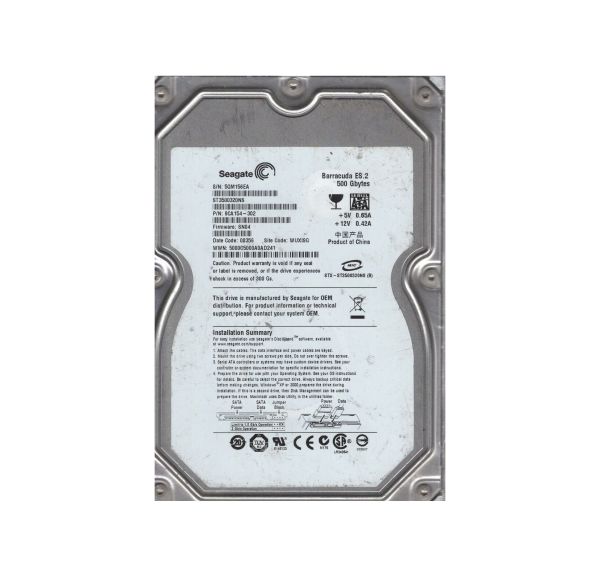 9CA154-302 Seagate BarraCuda ES.2 500GB 7200RPM SATA 3Gb/s 32MB Cache 3.5-inch Hard Drive