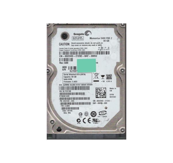9CU132-032 Seagate 80GB 5400RPM SATA 1.5Gb/s 2.5-inch Hard Drive
