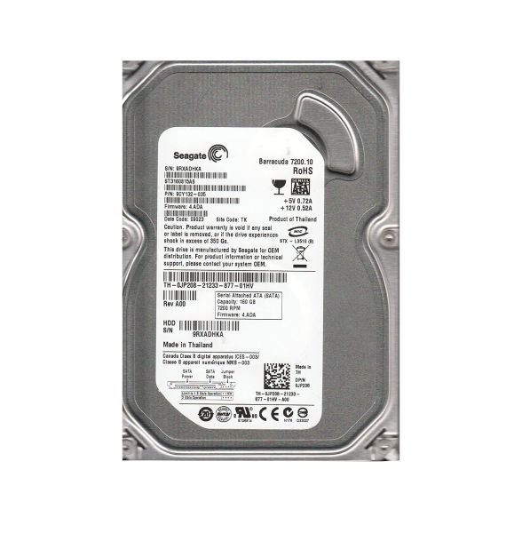 9CY132-035 Seagate BarraCuda 7200.1 160GB 7200RPM SATA 3Gb/s 8MB Cache 3.5-inch Hard Drive