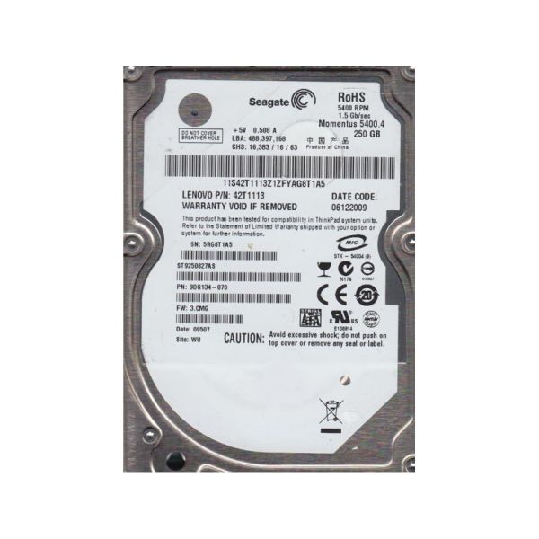 9DG134-070 Seagate Momentus 5400.4 250GB 5400RPM SATA 3Gb/s 8MB Cache 2.5-inch Hard Drive