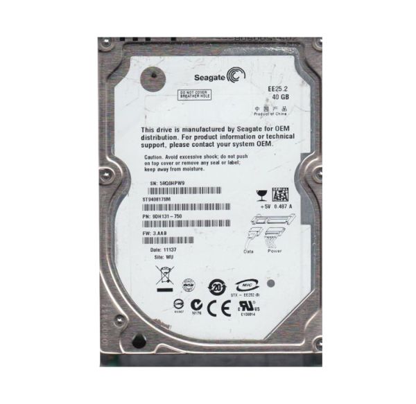 9DH131-750 Seagate 40GB 5400RPM SATA 3Gb/s 8MB Cache 2.5-inch Hard Drive