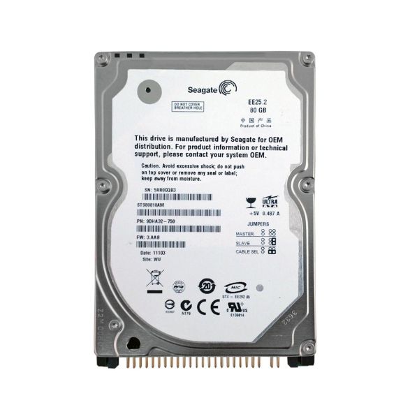 9DHA32-750 Seagate EE25.2 80GB 5400RPM ATA-100 8MB Cache 2.5-inch Hard Drive