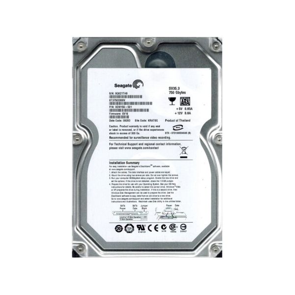 9DM156-501 Seagate SV35.3 750GB 7200RPM SATA 3Gb/s 32MB Cache 3.5-inch Hard Drive