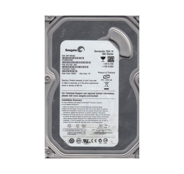 9EU132-305 Seagate BarraCuda 7200.1 250GB 7200RPM SATA 3Gb/s 8MB Cache 3.5-inch Hard Drive