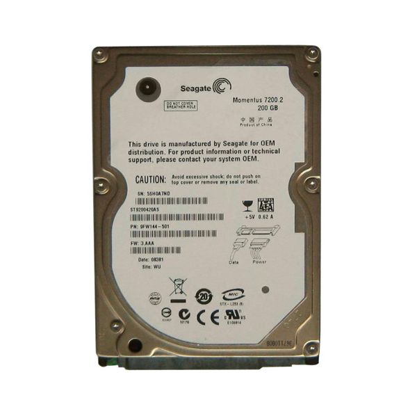 9FW144-501 Seagate 200GB 7200RPM SATA 3Gb/s 2.5-inch Hard Drive