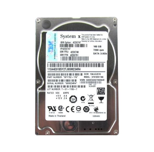 9FY152-176 Seagate Constellation 7200 160GB 7200RPM SATA 3Gb/s 32MB Cache 2.5-inch Hard Drive