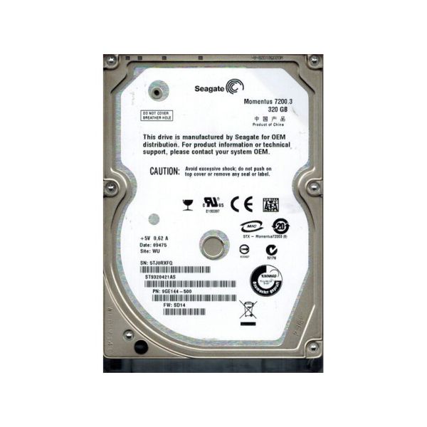 9GE144-500 Seagate 320GB 7200RPM SATA 3Gb/s 2.5-inch Hard Drive