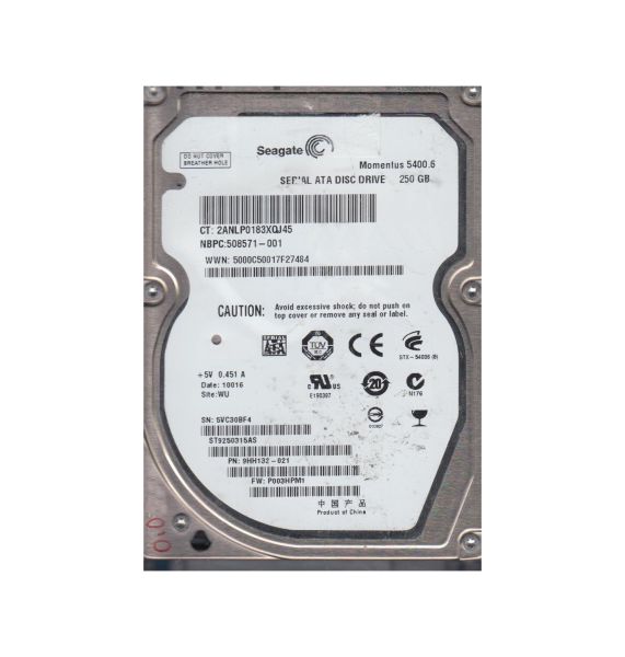 9HH132-021 Seagate 250GB 5400RPM SATA 3Gb/s 2.5-inch Hard Drive