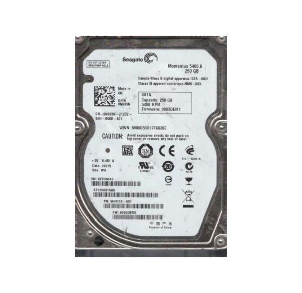 9HH132-031 Seagate Momentus 5400.6 250GB 5400RPM SATA 3Gb/s 8MB Cache 2.5-inch Hard Drive