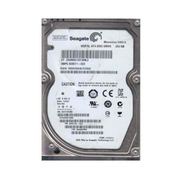 9HH132-522 Seagate 250GB 5400RPM SATA 3Gb/s 2.5-inch Hard Drive