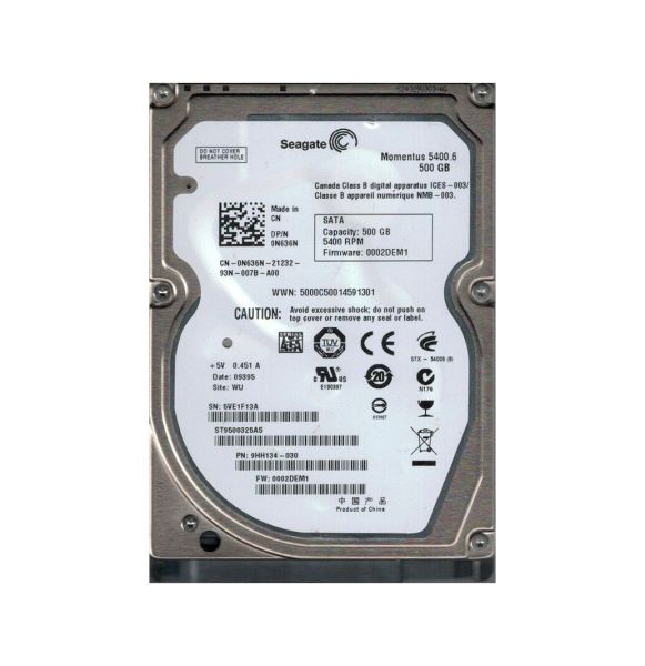 9HH134-030 Seagate 500GB 5400RPM SATA 3Gb/s 2.5-inch Hard Drive