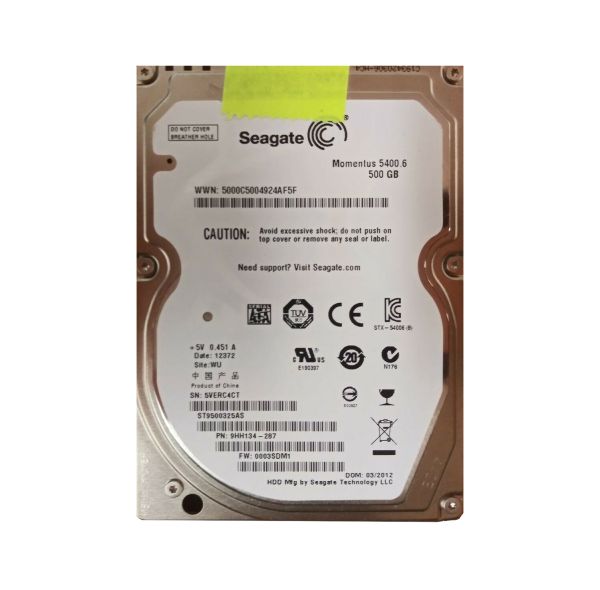 9HH134-287 Seagate 500GB 5400RPM SATA 3Gb/s 2.5-inch Hard Drive