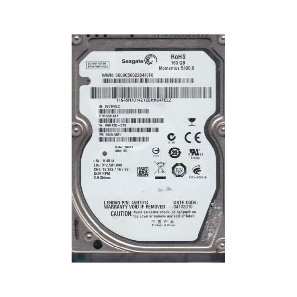9HH13C-073 Seagate 160GB 5400RPM SATA 3Gb/s 8MB Cache 2.5-inch Hard Drive
