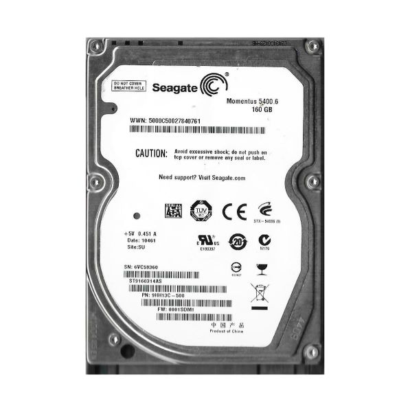 9HH13C-500 Seagate Momentus 5400.6 160GB 5400RPM SATA 3Gb/s 8MB Cache 2.5-inch Hard Drive