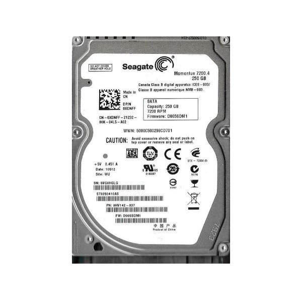 9HV142-037 Seagate Momentus 7200.4 250GB 7200RPM SATA 3Gb/s 16MB Cache 2.5-inch Hard Drive