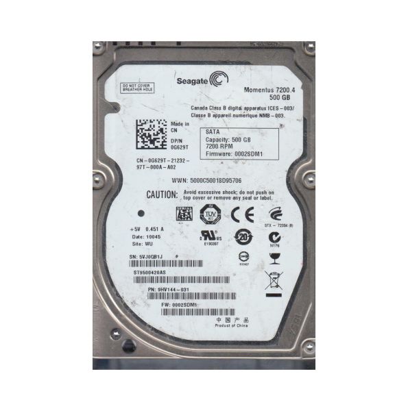 9HV144-031 Seagate 500GB 7200RPM SATA 3Gb/s 2.5-inch Hard Drive