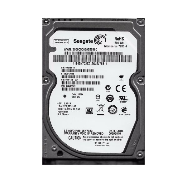 9HV144-071 Seagate Momentus 7200.4 500GB 7200RPM SATA 3Gb/s 16MB Cache 2.5-inch Hard Drive