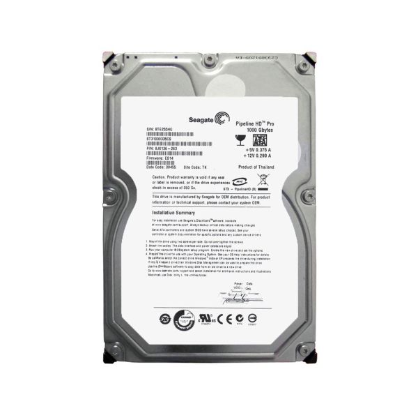 9JS136-263 Seagate Pipeline HD Pro 1TB 7200RPM SATA 6Gb/s 64MB Cache 3.5-inch Hard Drive